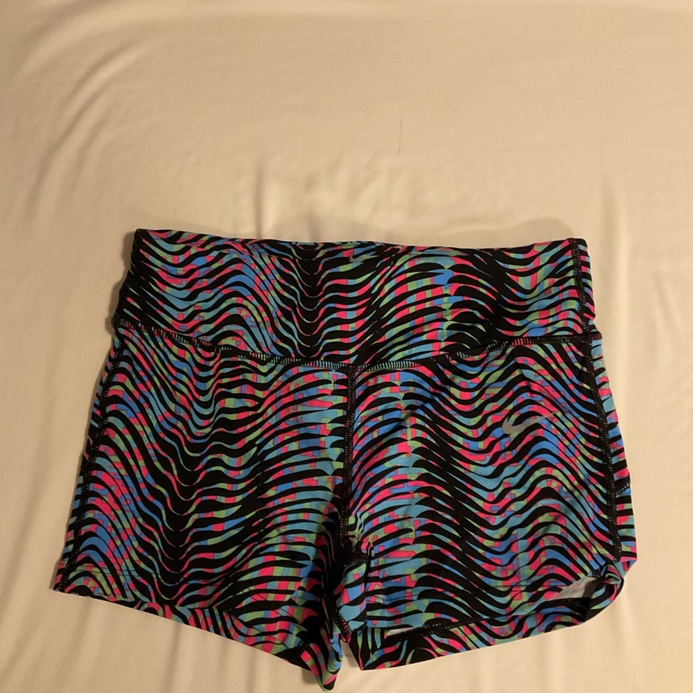 Nike Women's Athletic Shorts - Black, Blue, Pink Pattern